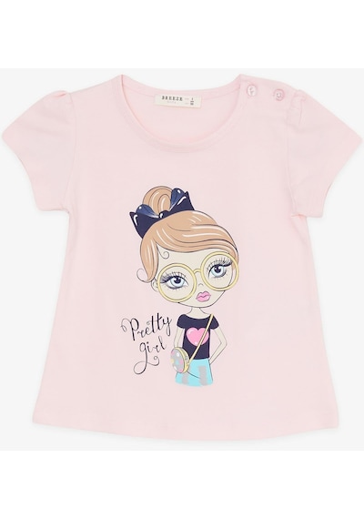 Breeze Kız Çocuk Kapri Taytlı Takım Sevimli Kız Baskılı 1.5-5 Yaş, Pembe-pembe Pembe