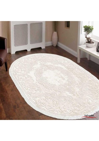 İpek Oval Halı Sardes Koleksiyonu 6101 Krem-68562 Krem