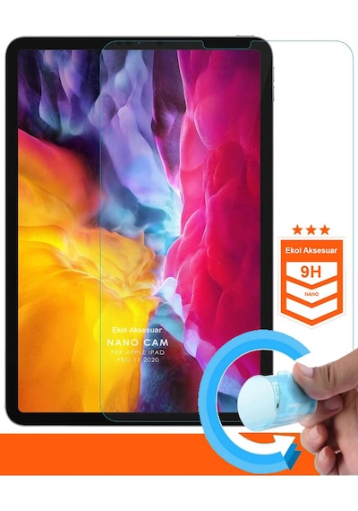 Apple Uyumlu iPad  Pro 4.Nesil 12.9 2020 A2229-A2069-A2232 Nano Kırılmaz Cam