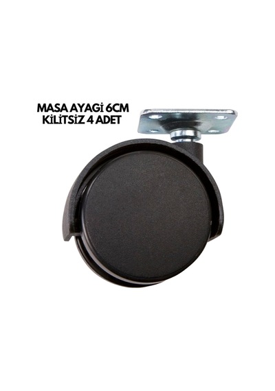 Masa Ayağı 6cm Kilitsiz 4 Adet Siyah