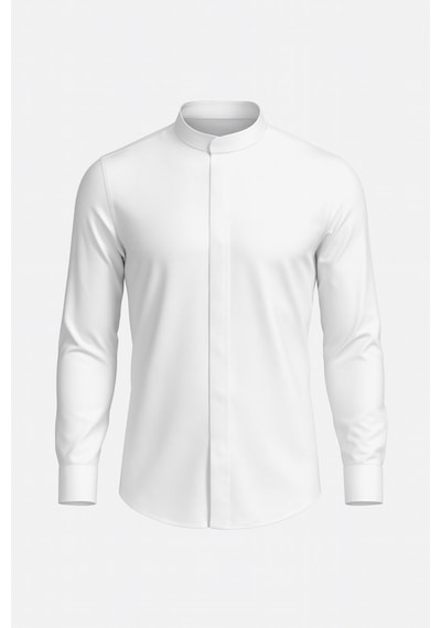 Plus Scorpion Erkek Hakim Yaka Slim Fit Gömlek Şık, Modern, Uzun Kollu, Düz Model Beyaz