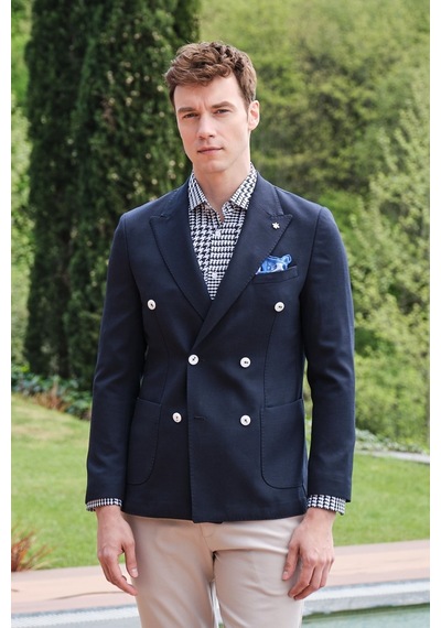 Morven Erkek Lacivert Senon Yünlü Kruvaze Slim Fit Ceket Lacivert Morven Erkek Lacivert Senon Yünlü Kruvaze Slim Fit Ceket Lacivert