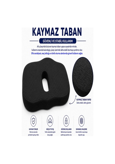 Ortopedik Oturma Minderi Kuyruk Sokumu Destek Minderi Uzun Süreli Oturuşlar İçin Ergonomik Ofis Ve Siyah