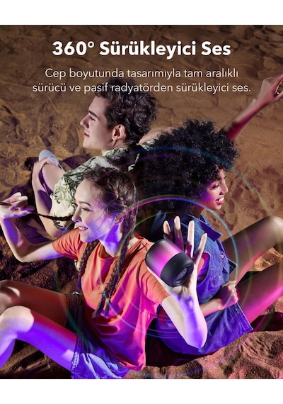 Anker Soundcore Glow Mini Taşınabilir Hoparlör - 360 Ses Bluetooth Hoparlör - Işık Gösterisi - 12 Saat Pil - A3136