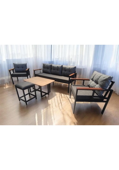 Pielize Bahçe Balkon Mobilyası Antrasit Gri 3+1+1 Sehpa Puf Antrasit - Gri Pielize Bahçe Balkon Mobilyası Antrasit Gri 3+1+1 Sehpa Puf Antrasit - Gri