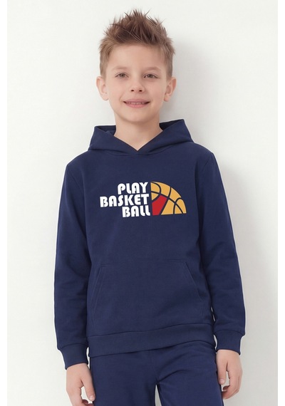 Panios Kids 3'lü Kanguru Cepli Kapüşon Detaylı Baskılı Erkek Çocuk 3 Parça Sweatshirt Antrasit - Lacivert - Siyah