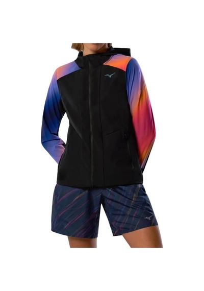 Mizuno Active Alpha Kadın Kapüşonlu Yağmurluk Siyah / Çok Renkli Çok Renkli