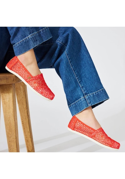 Espadril / Keten Kadın 10021935 Toms Alpargata Moroccan Crochet Flame Flame Mercan