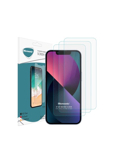 Microsonic Apple  Uyumlu iPhone 13 Mini Screen Protector Nano Glass Cam Ekran Koruyucu 3'lü Paket