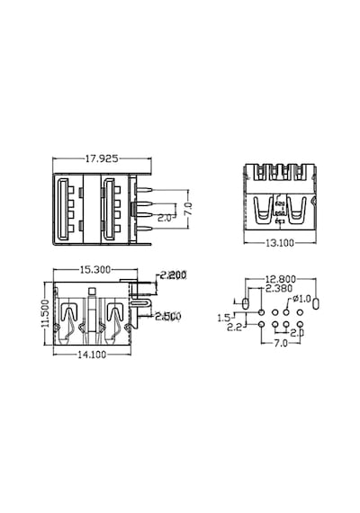 Ic-265e Usb İkili 2.0 Şase A Tip Dişi 90 Siyah