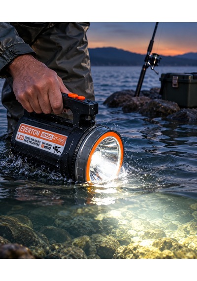 Rt-996 50w 5000 Lümen Şarjlı Led El Feneri 1 Km Menzilli Su Geçirmez Dalış Projektörü 4000 Mah