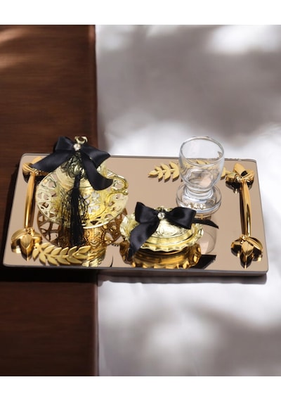 Harmony Gold Damat Kahve Fincan Tepsisi Siyah