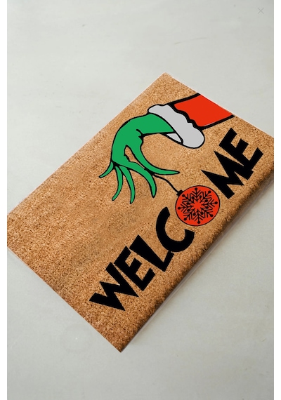 Coco Ornament 40x60 Cm Kapı Önü Paspası, İç Ve Dış Kapı Paspası, Doğal Kıl Paspas Kahverengi
