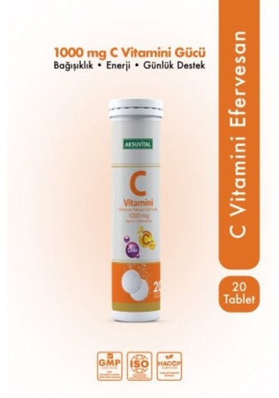 Aksuvital C Vitamini Efervesan 1000 Mg 20 Tablet Takviye Edici Gıda