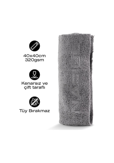 Nasiol Wipe&Buff Mikrofiber Seramik Kaplama Detailing Bezi 10lu K.Gri Temizlik Bezi 35x40 CM 320gsm