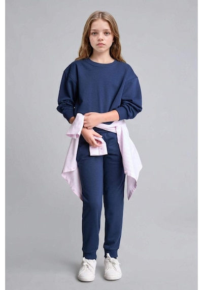 Defacto Kız Çocuk Standart Fit Basic Düz Beli Lastikli Jogger Eşofman Altı Y1226a625aunv241 Lacivert