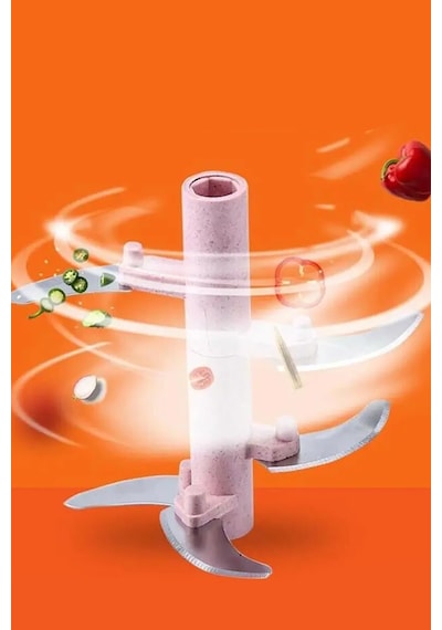 5 Bıçaklı Büyük Boy İpli El Rondosu Pratik Doğrayıcı Chopper 5 Bıçaklı Çek Bırak El Rondosu 1000ml Beyaz