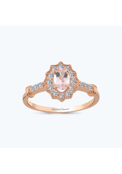 Altınbaş Pırlanta Morganite Taşlı Oval Yüzük Pnf001pmrg-14k