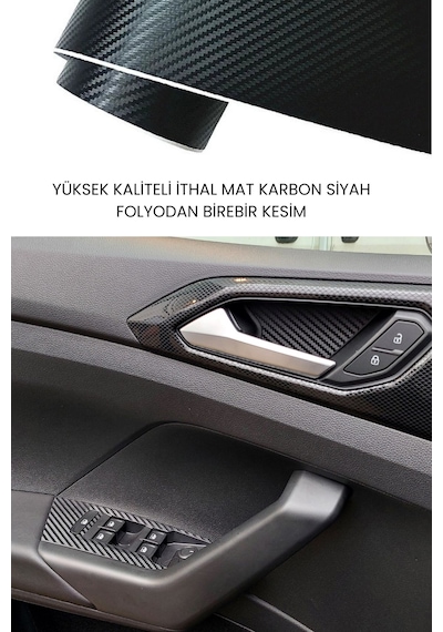 Volkswagen Taigo Uyumlu İç Trim Folyo Set / Mat Karbon Siyah