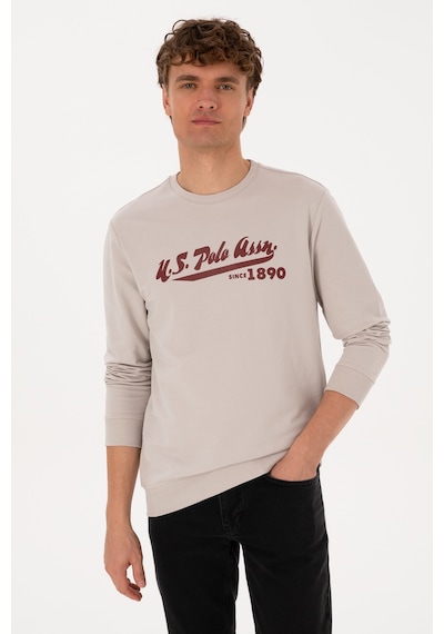 U.S. Polo Assn. Erkek Bisiklet Yaka Regular Fit Taş İnce Sweatshirt 50316315-VR049