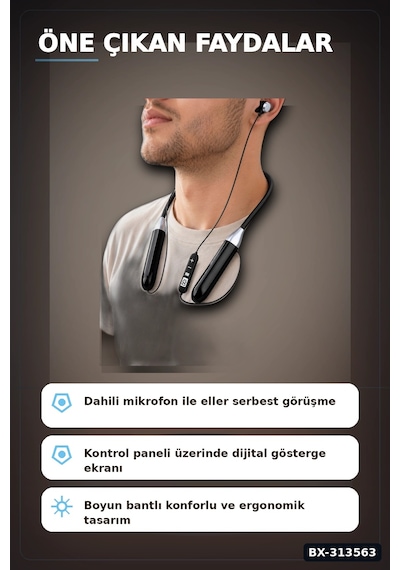 Bay Boyun Bantli Bluetooth 5.0 Kulaklik Mikrofonlu Kablosuz Kulak Ici Muzik Ve Gorusme Bx-313563 Najmaddin