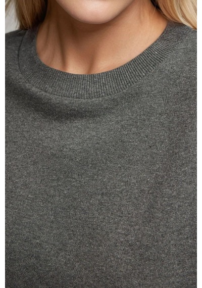 Hiccup Oversize Bisiklet Yaka Basic Sweatshirt Arduvaz Grisi