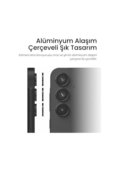 Aksesuar Samsung Uyumlu Galaxy Serisi Kamera Lens Koruyucu - 9h Sertlik Otomatik Hizalama Aparatlı Alüminyum Çerçeveli Çizilmeye V