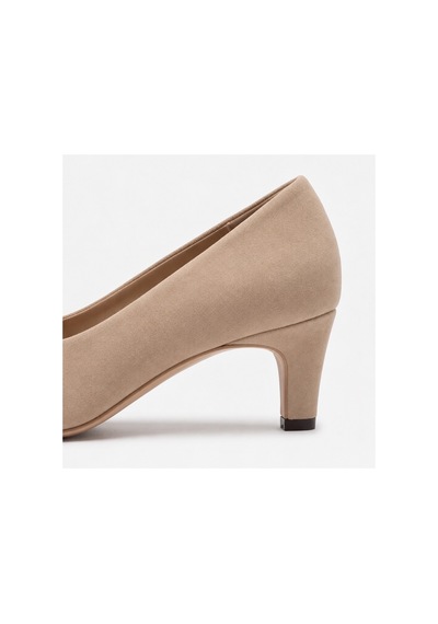 Futsishoes Rowan Kamel Hakiki Süet Deri Stiletto Kısa Topuklu Ayakkabı Camel