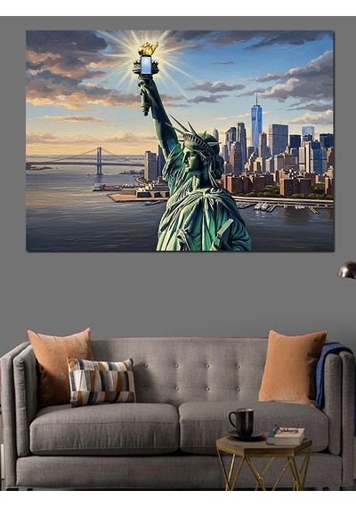 Ahşap Tablo Özgürlük Anıtı Ve New York