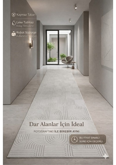 Özel Ölçü Salon Halısı Kaymaz Taban Leke Tutmaz 6017 Gri Yıkanabilir Modern Stil Gri - 864352427 Gri