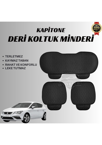 Seat Leon Uyumlu Deri Kapitone Koltuk Minderi Koruma Kılıfı 3 Lü Set