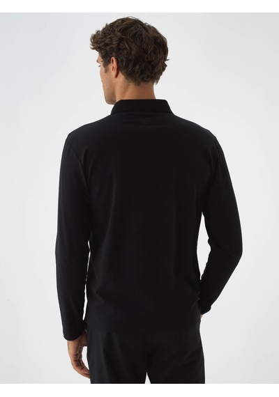 Xint Siyah Modal Dokulu Slim Fit Uzun Kollu Tişört 502280