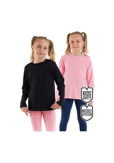 Denokids Siyah Ve Kırmızı Kız C Ocuk 2'li Paket T-shirt Renkli