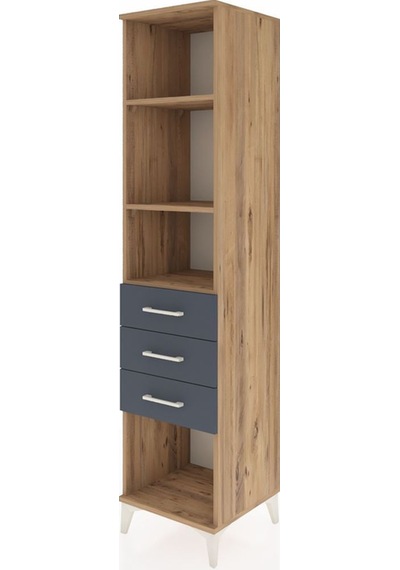 Hyperion Dolap 3 Raflı 3 Çekmeceli 44x44x195 Çam-antrasit Atlas Çam