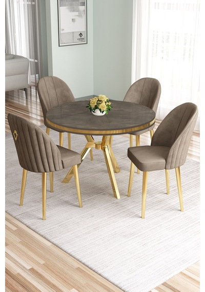 Canisa Mos Serisi 90x90 Lak Panel Antrasit İroni Gold Kaplama Ayaklı Masa Takımı Ve 4 Cappucino Sandalye Antrasit İroni Masa Sandalye Cappucino Gold Detay Canisa Mos Serisi 90x90 Lak Panel Antrasit İroni Gold Kaplama Ayaklı Masa Takımı Ve 4 Cappucino Sandalye Antrasit İroni Masa Sandalye Cappucino Gold Detay