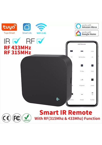 TUYA DESTEKLİ AKILLI WİFİ +RF+IR KUMANDA LI CİHAZLARI KONTROL EDE
