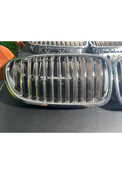 Bmw F10 Panjur Krom Titan Böbrek Izgara Seti 5 Serisi Ön Grill 2010-2017 Uyumlu Gri