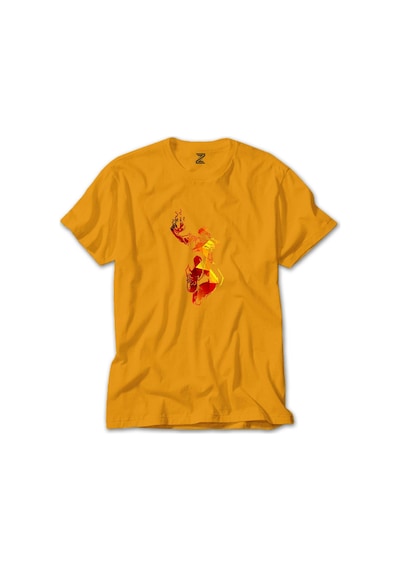 Red Basketball Silhouette Sarı Tişört