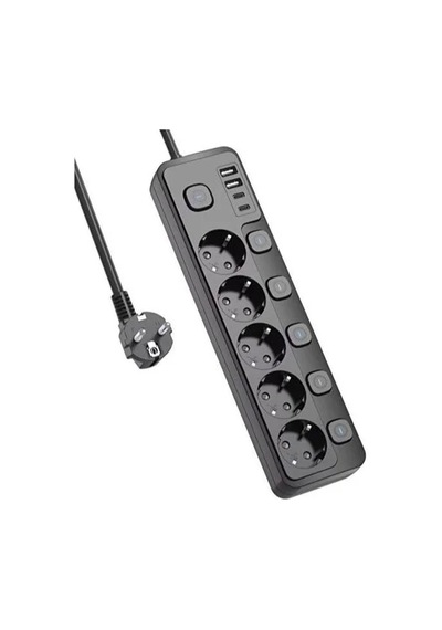 Anahtarlı Uzatma Kablosu, 5 Priz + 4 Usb İle Enerji Tasarruflu 0