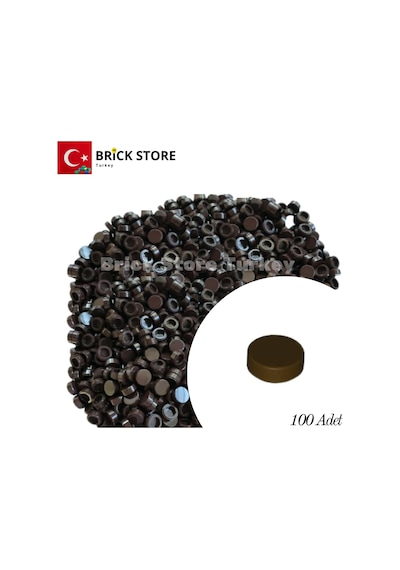 Yedek Parçalar: 100 Adet 1x1 Tile Round Yuvarlak Fayans Parçası, Koyu Kahverengi Dark Brown