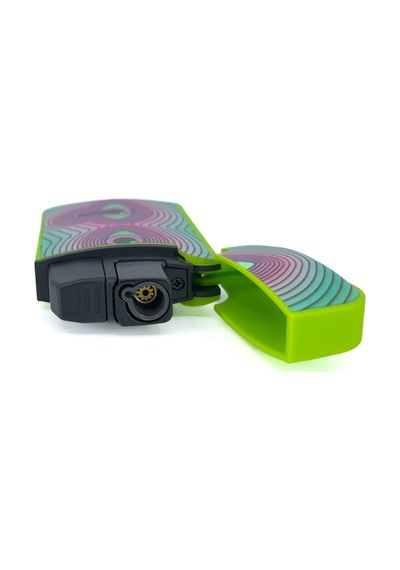Zengaz Cool Tasarım Jet Alev Çakmak - Trippy Melting Eye Yeşil