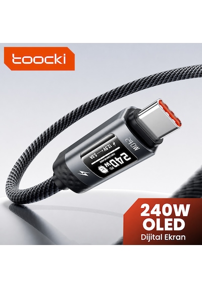 240w Pd 3.1 Oled Ekranlı Type-c To Type-c Hızlı Şarj Kablosu E-ma