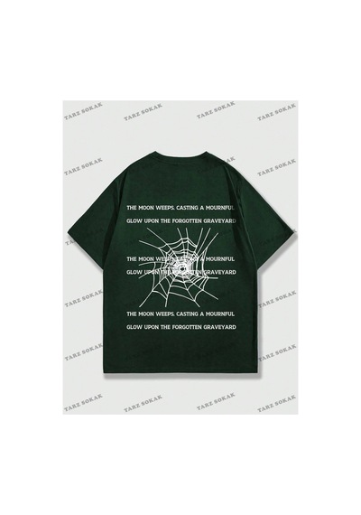 Tarzsokak Kod Trend Street Life Erkek Slogan Baskılı T-shirt Yeşil