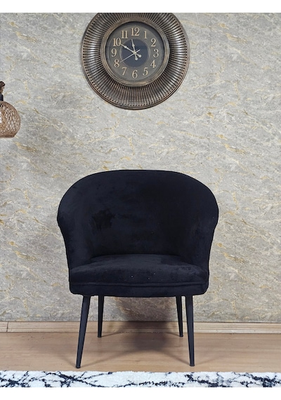 Zafir Tekli Teddy Siyah Boyalı Sivriltme Ayak Çay Seti Koltuk Tekli Berjer , Balkon, Salon, Ofis Siyah