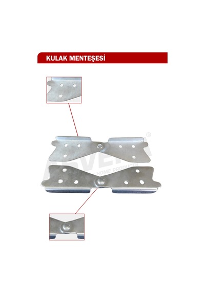 Asvera Çift Çıkışlı Kulak Menteşesi - Alüminyum Merdiven Yedek Parçası - Katlanır Menteşe Seti