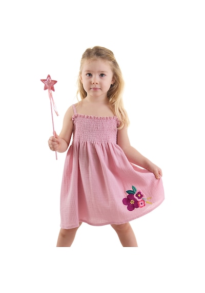 Denokids Çiçekli Gülkurusu Kız Bebek Çocuk Müslin Elbise Çok Renkli