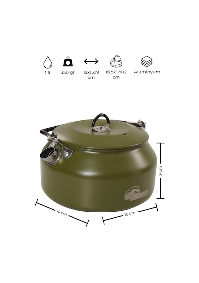 Urban Badger Balbal 1 Lt Renkli Kamp Çaydanlığı Yeşil