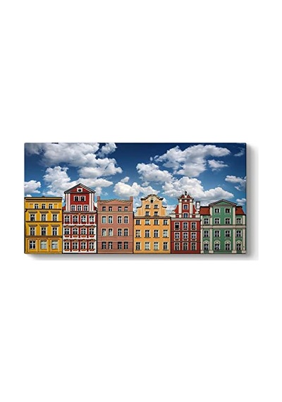 Renkli Evler Tablosu 60 X 30