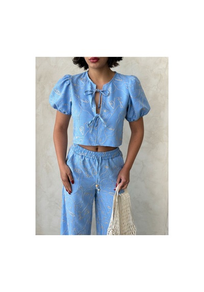 Verymoda Nakışlı Önden Baglamalı Bluz D2790 Açık Mavi