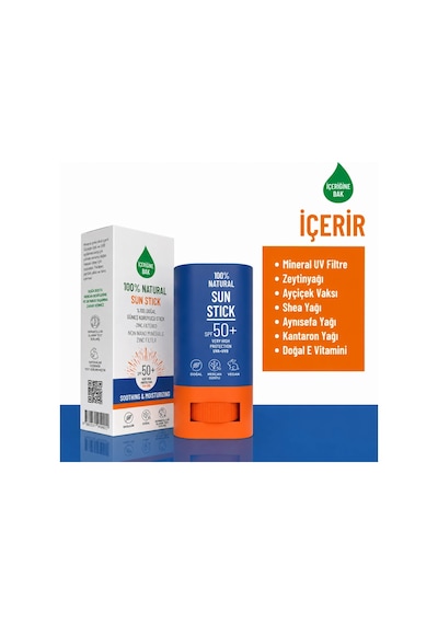 %100 Doğal Natural Sun Stick Spf50+ 15 Gr Renkli